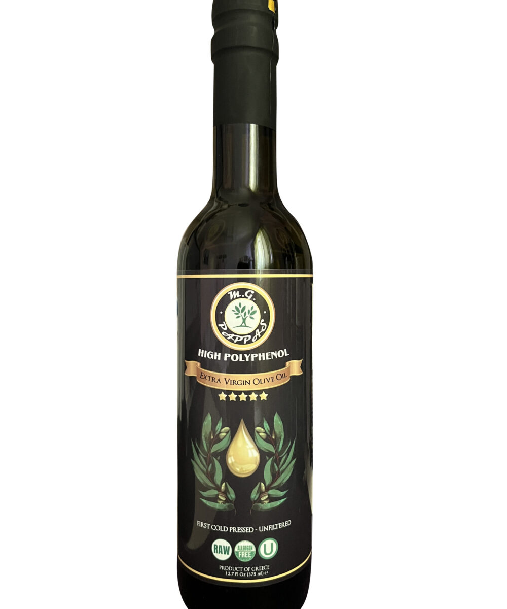 M.G. PAPPAS High Polyphenol Rich Olive Oil Extra Virgin-Polyphenol Content 644 mg/Kg 12.7 Oz